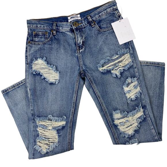 One X Teaspoon Awesome Baggies Jeans Destroyed Cobain Cropped Boyfriend 27 NWT - Picture 11 of 11
